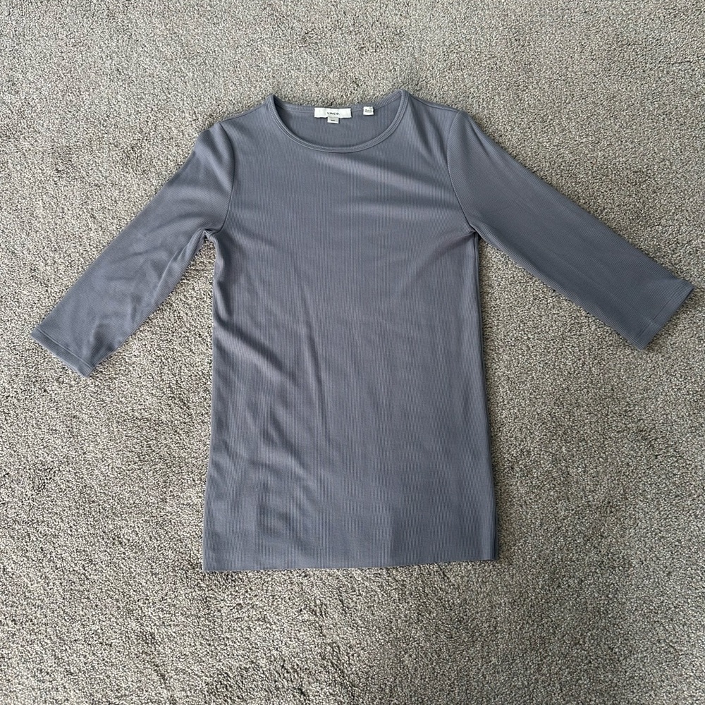Vince Elbow Sleeve Ribbed Top